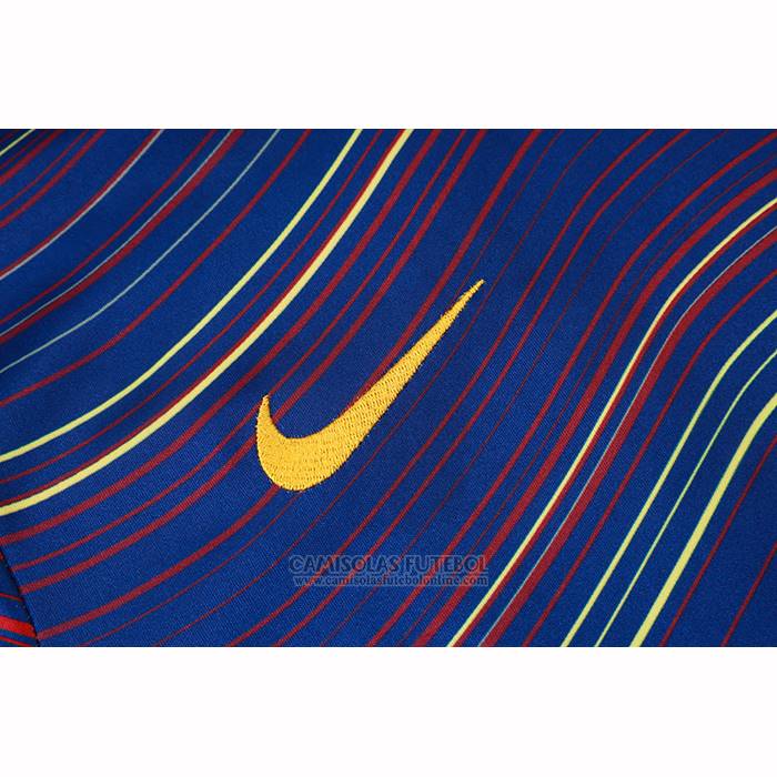 Fato de Treino Barcelona Manga Curta 2025-2026 Azul Amarelo - Calcas Curta